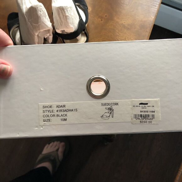 Michael Kors Adair Blk Suede Cork Platform High Heel Sandals Size 10M New In Box - Picture 9 of 11